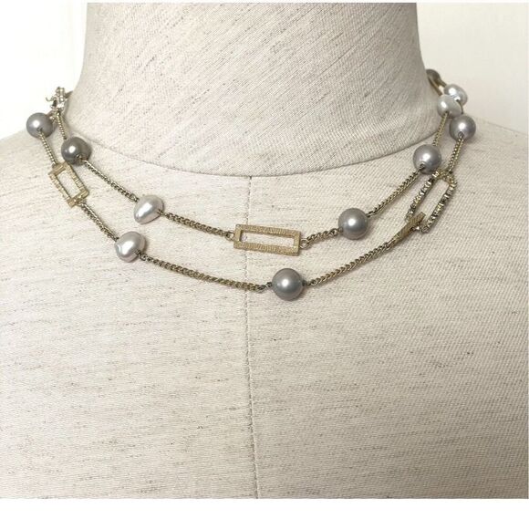 Alexis Bittar crystal link with glass pearl station necklace - Picture 11 of 12